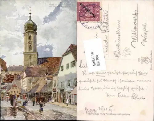 537700,tolle Künstler AK Graz Neuthorgasse Franziskanerkirche