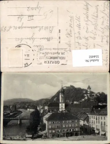 554492,Graz Schlossberg Mur Stempel Frühjahrmesse 1951