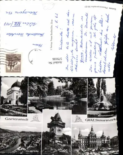 579106,Mehrbild Ak Graz Gartenstadt Opernhaus Hilmteich Uhrturm