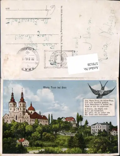 579128,Fotomontage Maria Trost Mariatrost b. Garz Schwalbe Text Kirche