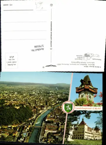 579166,Mehrbild Ak Graz Uhrturm Schloss Eggenberg Stadtkern pub Alpine Luftbild