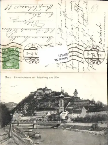 580551,Graz Albrechtsbrücke Schlossberg Mur