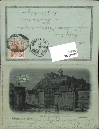 580560,Mond Lithographie Graz Hauptplatz pub Carl Otto Hayd 8671