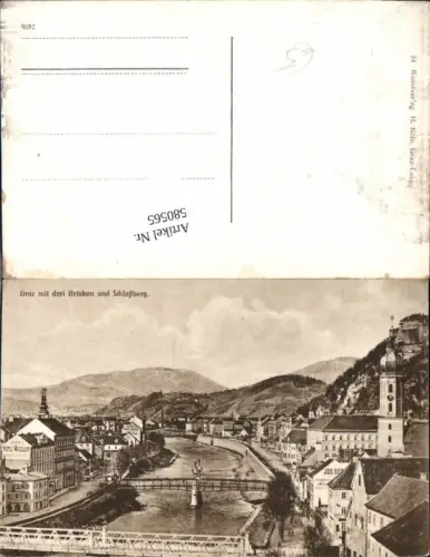 580565,Graz m.d. Drei Brücken und Schlossberg