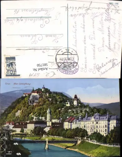 581750,Graz Mur Schloßberg pub L. Strohschneider 391/1930