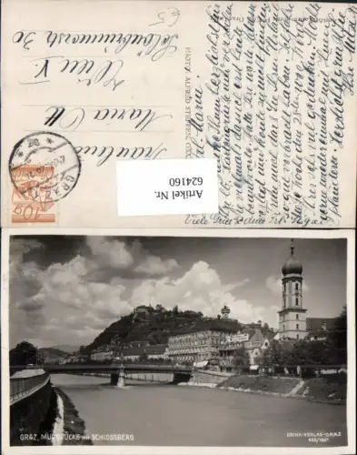 624160,Graz Murbrücke m. Schlossberg pub Erika Verlag 425/192