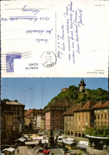 625403,Graz Hauptplatz Blick zum Uhrturm