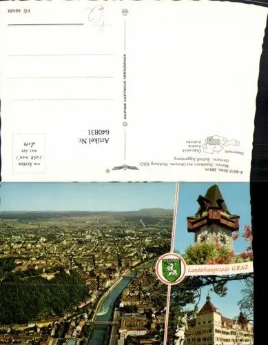 640831,Mehrbild Ak Graz Stadtkern Uhrturm Schloß Eggenberg pub Alpine Luftbild FÖ 60489