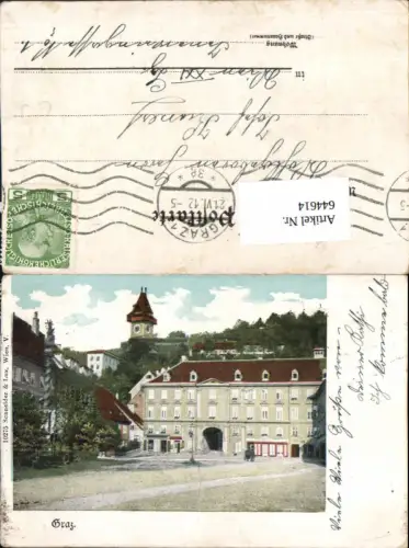 644614,tolle AK Graz Hauptplatz Schlossberg um 1900 pub Schneider e Lux 10275