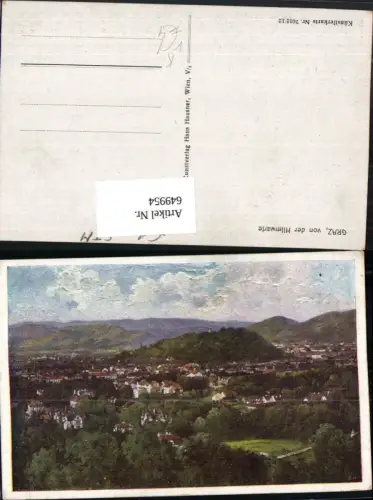 649954,Künstler AK Graz von der Hilmwarte pub Hans Hausner 7012-12