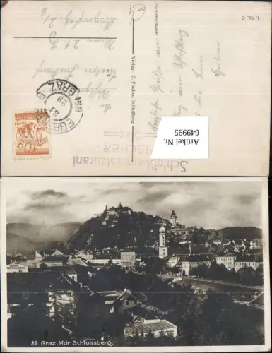 649995,Graz Mur Schlossberg pub L. Strohschneider (Foto) 86 Verlag G. Fischer
