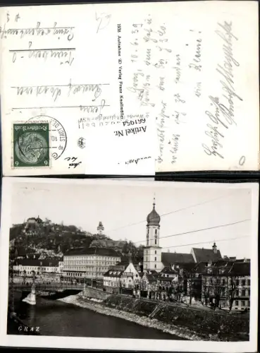661954,Graz Mur Brücke Uhrturm