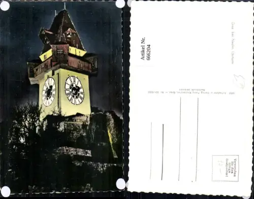 666204,Graz b. Nacht Uhrturm