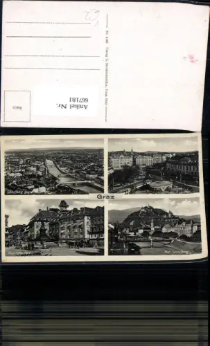 667181,Mehrbild Ak Graz Schlossberg Straßenbahn Brücke Hauptplatz pub L. Strohschneider 1185