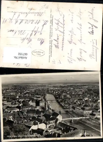 667192,Foto Ak Graz geg. Süden v. Schlossberg pub Fritz Gratl 321 Feldpost 11202