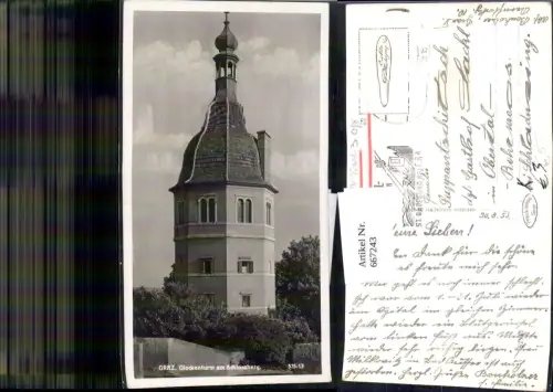 667243,Foto Ak Graz Glockenturm a. Schlossberg