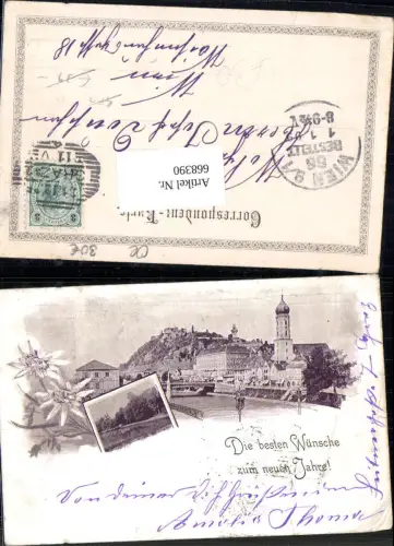 668390,tolle Lithographie Graz Neujahr 1899