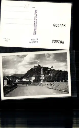 672526,Foto Ak Graz Brücke mit Schlossberg