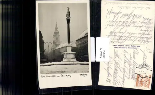 672534,Foto Ak Graz Mariensäule i. Winter