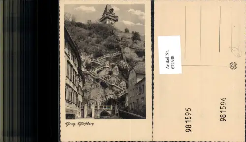 672538,Foto Ak Graz Schlossberg Uhrturm Stiegen