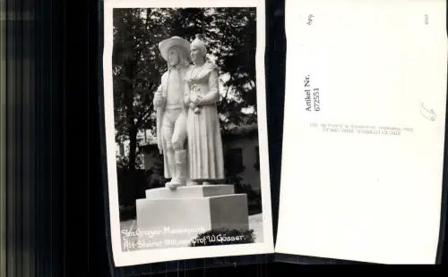 672551,Foto Ak Graz Messepark Alt-Steirer Statue Denkmal