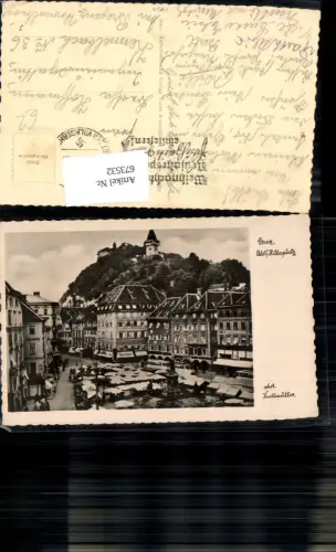 673532,Foto Ak Graz Hauptplatz mit Markt Uhrturm i. Hintergrund