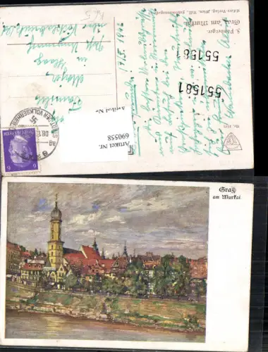 690558 Künstler AK F. Pamberger Graz m. Murkai Mur pub Deutscher Schulverein 1651