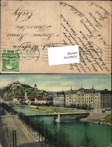 694588 Graz Radetzkybrücke Albrechtsbrücke Schlossberg pub S. Frank 725/25