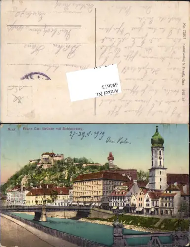 694613 Graz Schlossberg Mur Franz Carl Brücke pub S. Frank 725/17