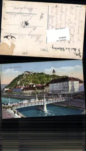 694616 Graz Schlossberg Mur Brücke Straßenbahn pub Strohschneider 179-1930