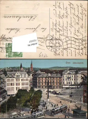 715557 Graz Jakominiplatz Straßenbahn gel Ehrenhausen 1913 pub Strohschneider 234
