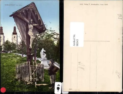 90543,Mariatrost Maria Trost bei Graz Bub Junge Kind vor Kreuz