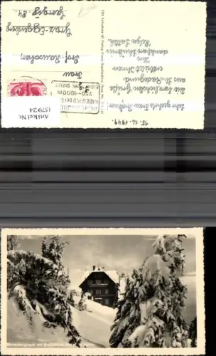 157924,Stubenberghaus a. Schöckel Winteransicht 1949