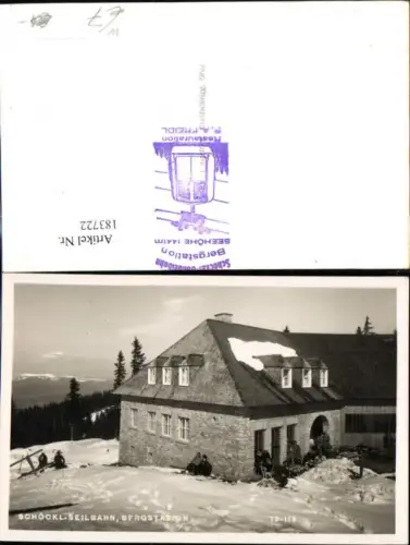 183722,Radegund Schöckl Seilbahn Bergstation Winteransicht m. Personen Foto Ak