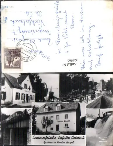 226966,Lafnitz Gasthaus u. Pension Haspel Brücke Kutsche Zug Mehrbildkarte