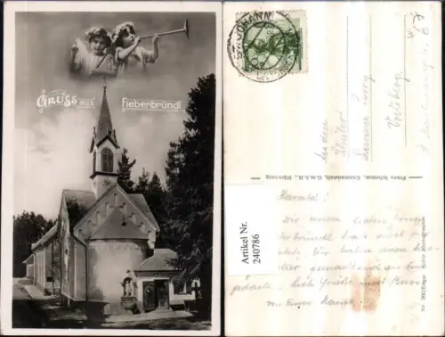240786,Gruß aus Fieberbründl b. Kaibing Kirche Engel m. Tröte