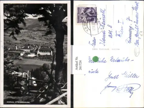 261724,Blick auf Vorau Totale m. Stift Rind Kuh