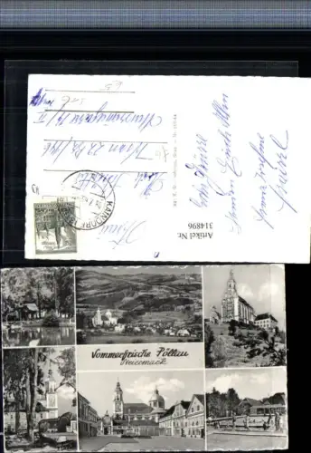 314896,Pöllau Totale Freibad Hauptplatz Kirche Mehrbildkarte