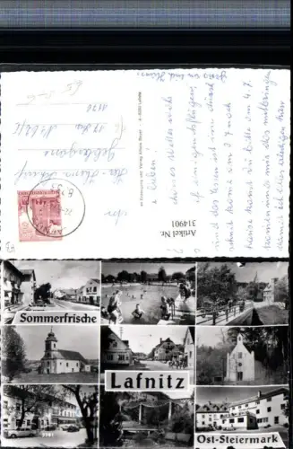 314901,Lafnitz Straßenansicht BP-Tankstelle Freibad Kirche Pension Brücke Mehrbildkarte