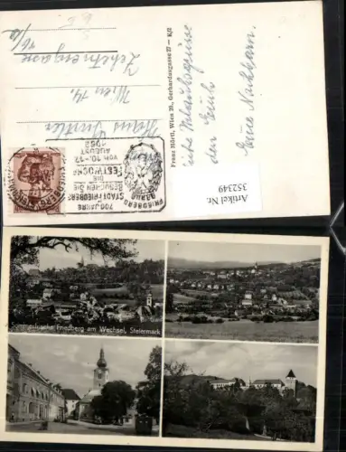 352349,Friedberg am Wechsel Totale Schloss 700 Jahre Friedberg Festwoche 1952 Stempel