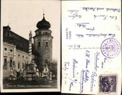 376490,Vorau am Wechsel Frauensäule Stift Turm