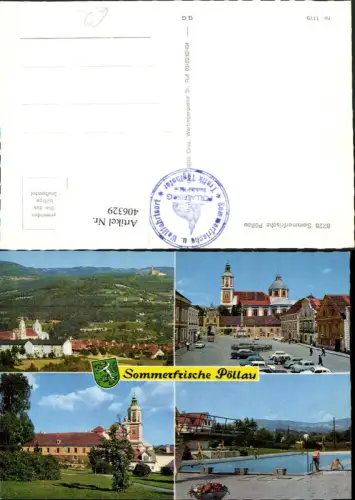 406329,Pöllau Totale Hauptplatz Freibad Mehrbildkarte
