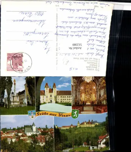 512380,Vorau Totale Stift Kirche Mariensäule Mehrbildkarte