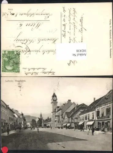 102438,Leibnitz Hauptplatz m. Geschäften 1910