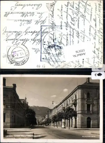 135176,Leoben Kaiser Franz Josefstrasse Strassenansicht 1941 Feldpost