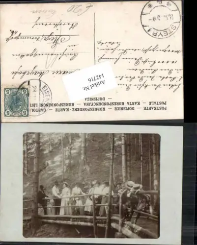 142716,FotoAK Eisenerz Umgebung 1905 Leute im Wald Schlucht