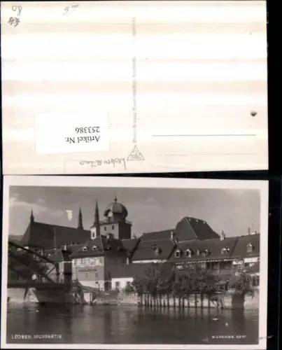 253386,Leoben Murpartie Partie Kirche Brücke Stadtturm Gasthof Weinstube