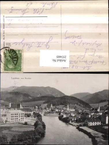 253405,Leoben Teilansicht von Norden Kirchen Brücke Fluss