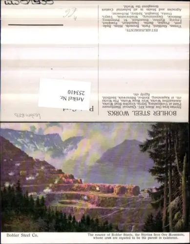 253410,Künstler AK Erzberg b. Eisenerz Bergkulisse Werbung Bohler Steel Works