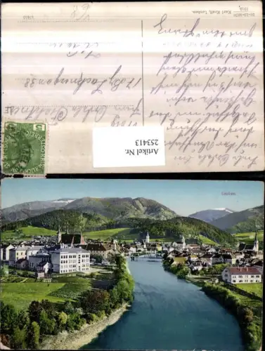 253413,Leoben Teilansicht Kirchen Brücke Fluss pub Karl Krall